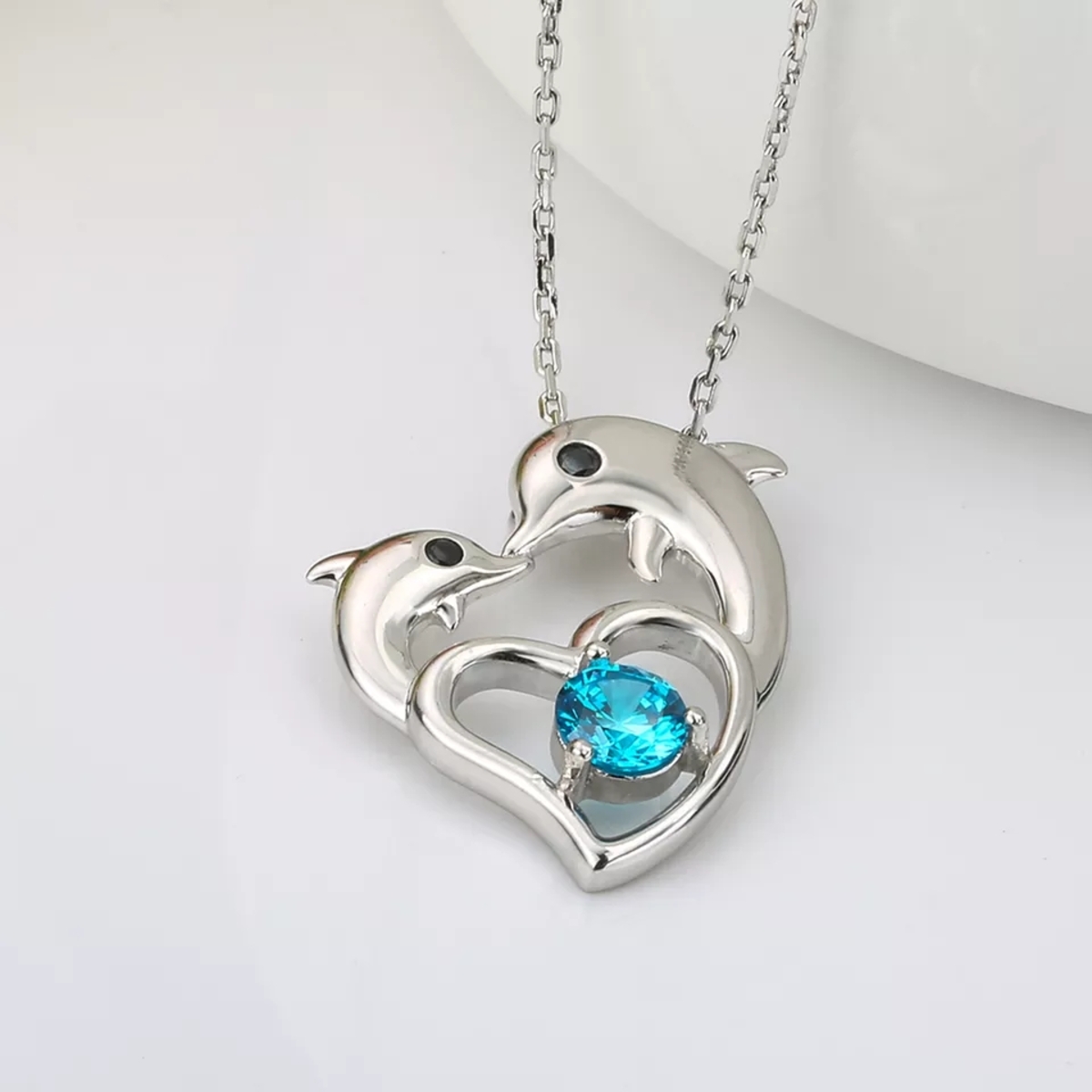 COLLAR VOUSEZ PLATA 925 DELFIN TURQUESA - 2