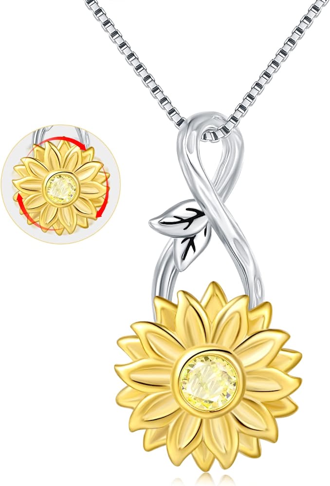 COLLAR VOUSEZ PLATA 925 GIRASOL GIRATORIO ANTI ESTRES - 1