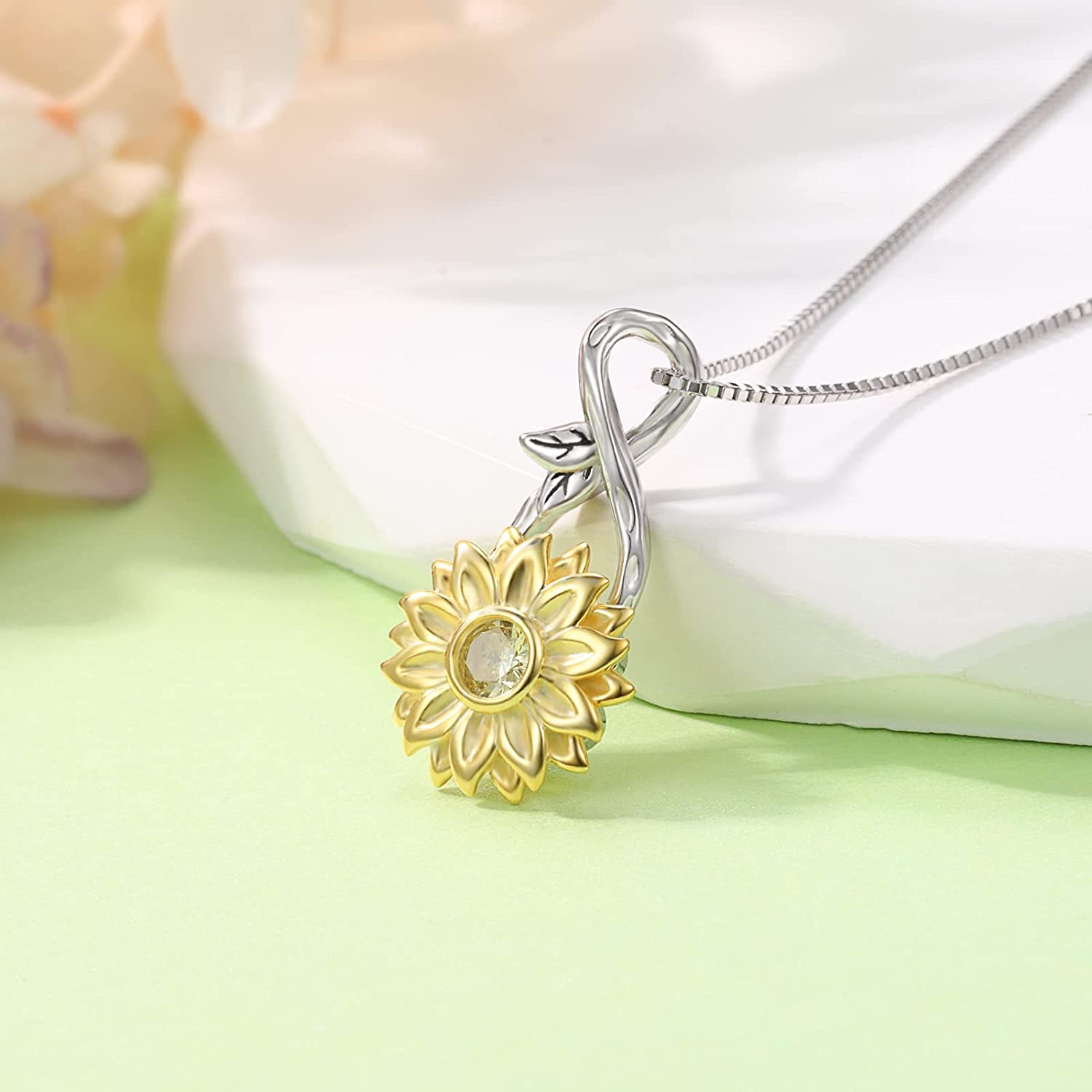 COLLAR VOUSEZ PLATA 925 GIRASOL GIRATORIO ANTI ESTRES - 2