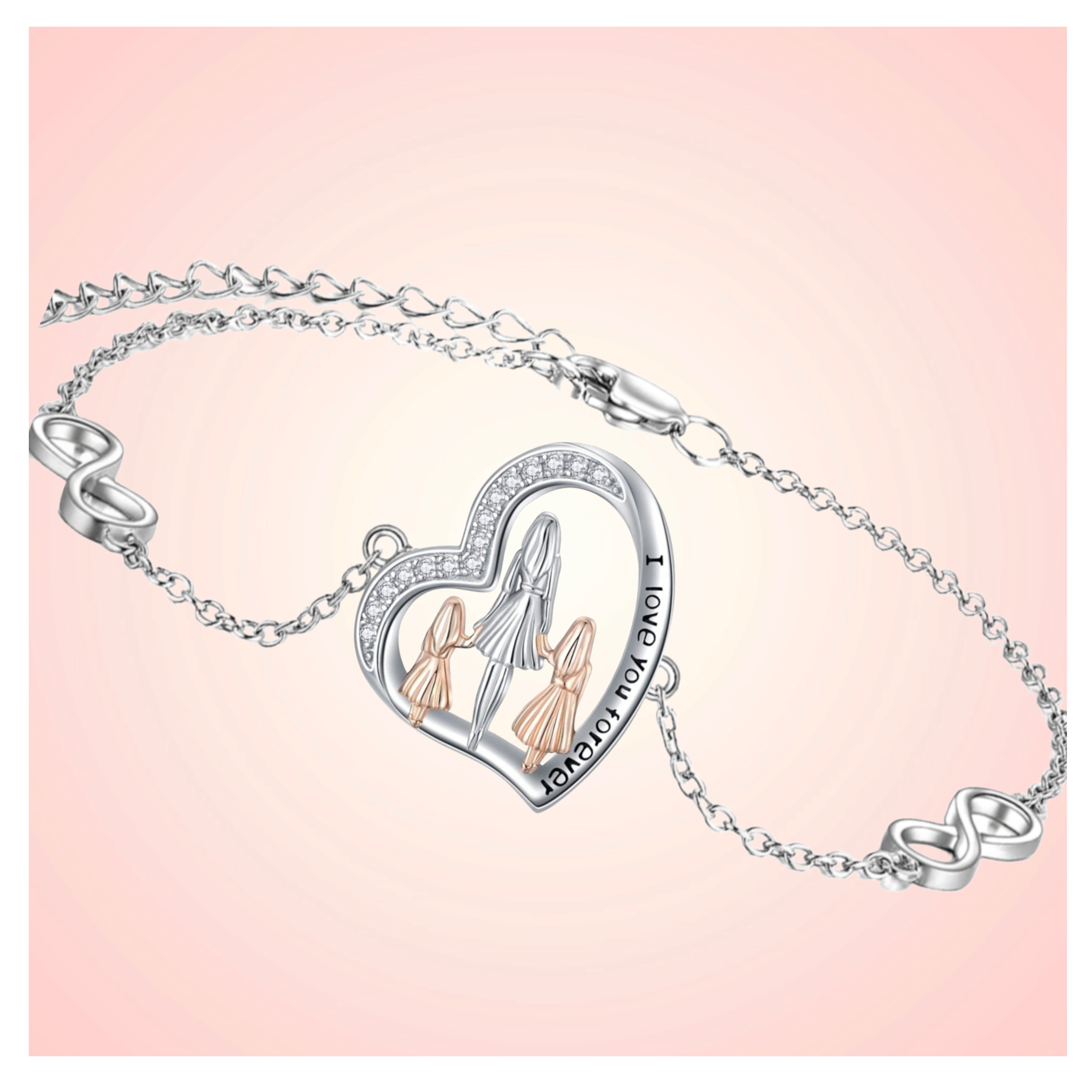 PULSERA VOUSEZ MAMÁ DOS HIJAS PLATA 925 - 2