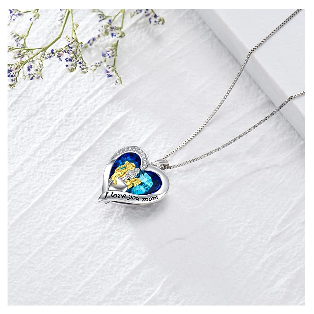 COLLAR VOUSEZ PLATA 925 MAMÁ DOS HIJAS CRISTAL - 2