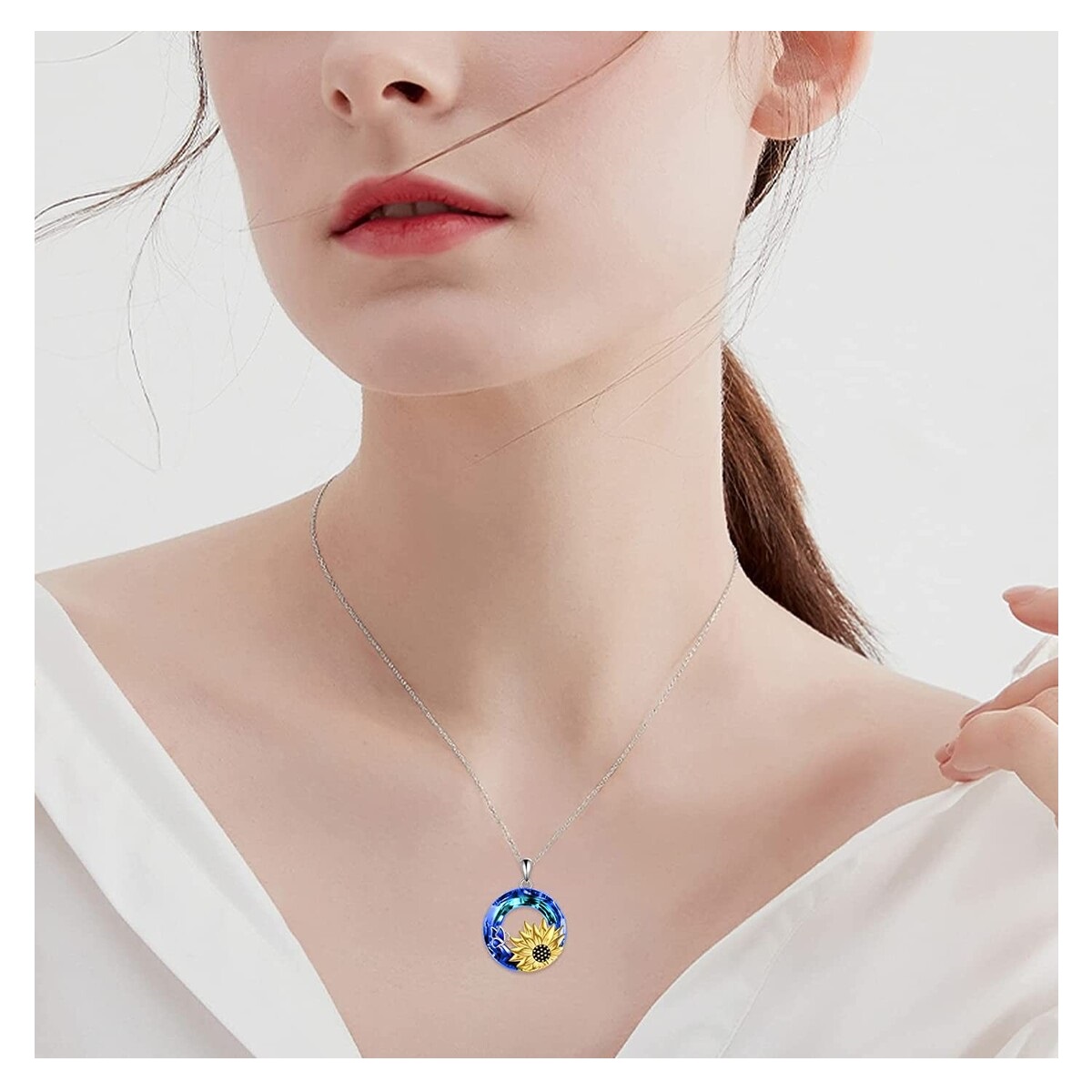 COLLAR VOUSEZ PLATA 925 GIRASOL MARIPOSA CRISTAL - 3
