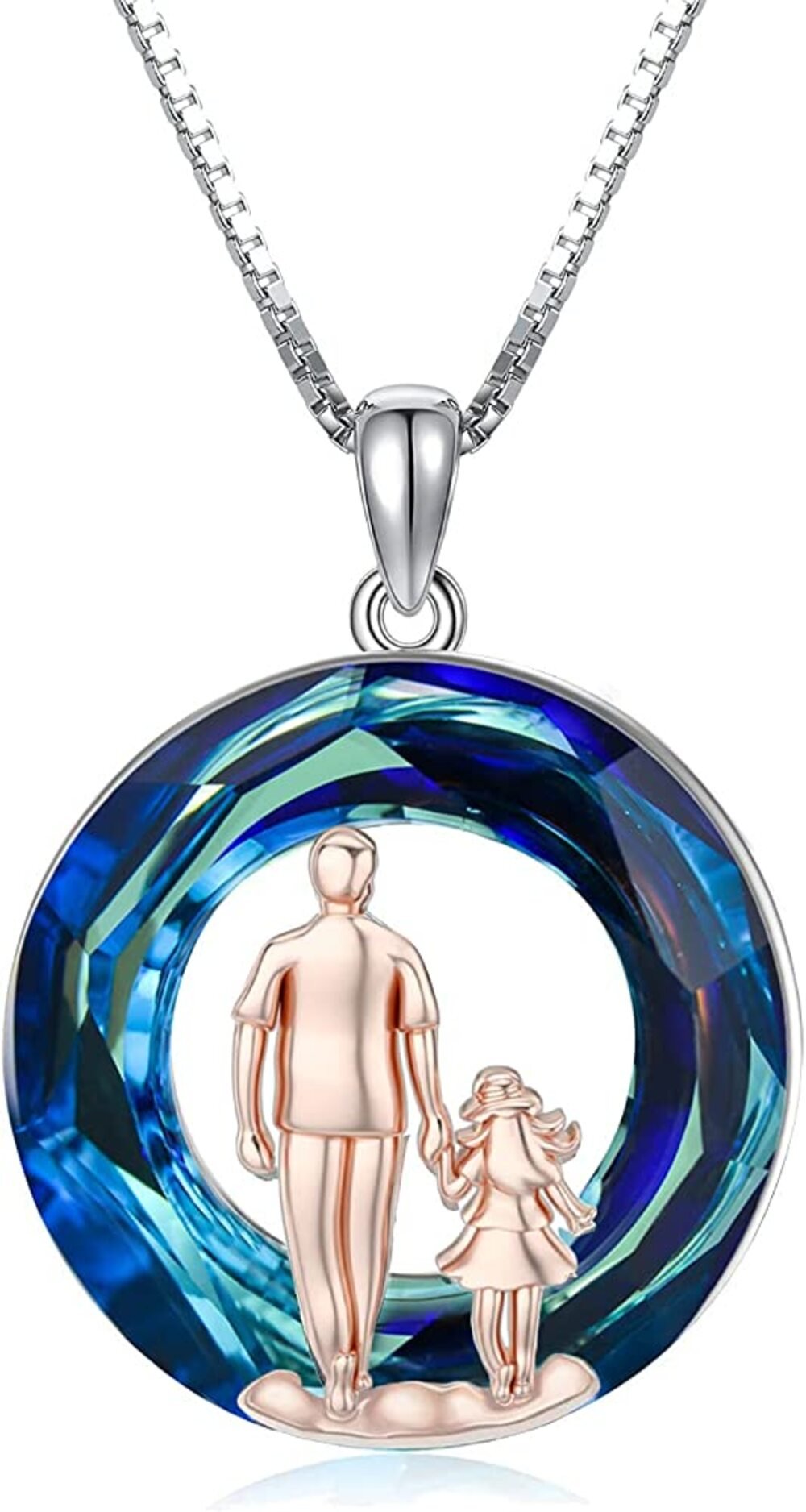 COLLAR VOUSEZ PLATA 925 PAPÁ HIJA CRISTAL - 1