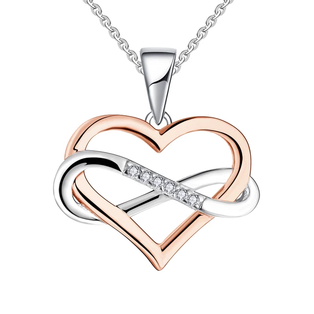 COLLAR VOUSEZ PLATA 925 CORAZÓN BAÑADO EN ORO ROSA - 1