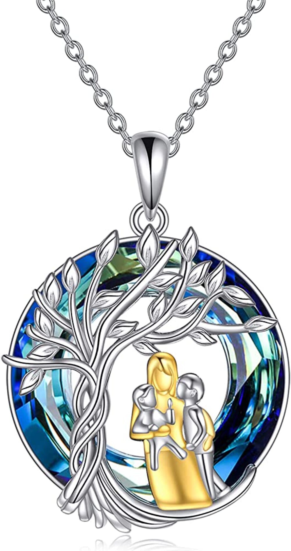 COLLAR VOUSEZ PLATA 925 MAMÁ DOS HIJOS ARBOL DE LA VIDA - 1