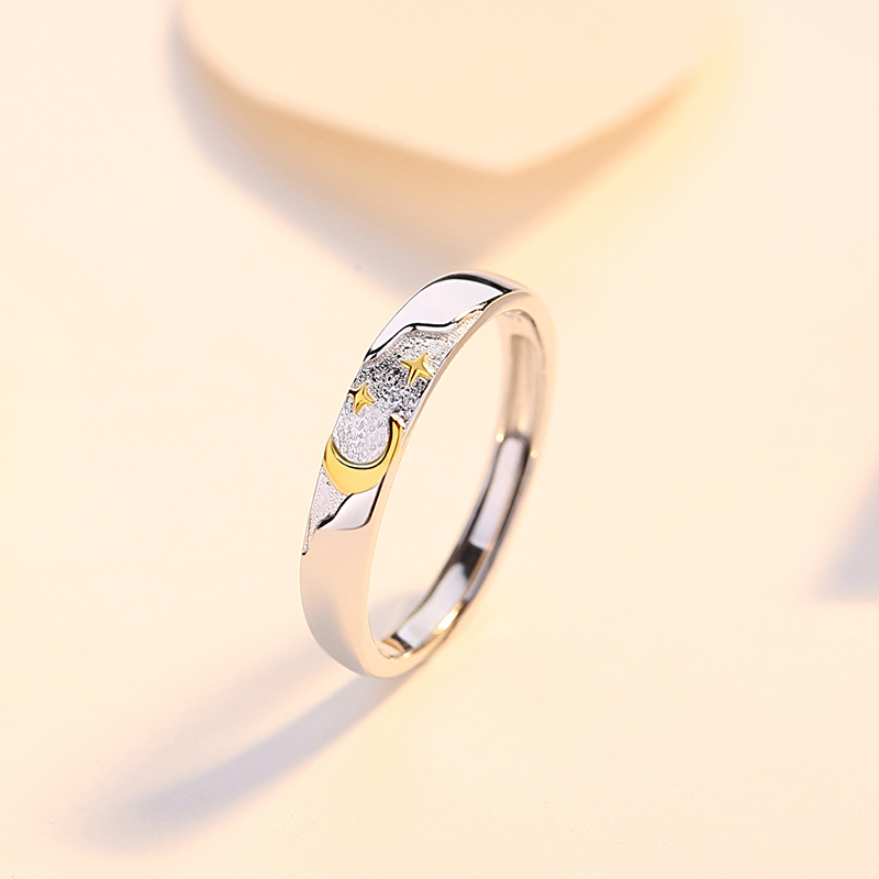 ANILLOS VOUSEZ AJUSTABLES PAREJA SOL Y LUNA PLATA 925 - 2