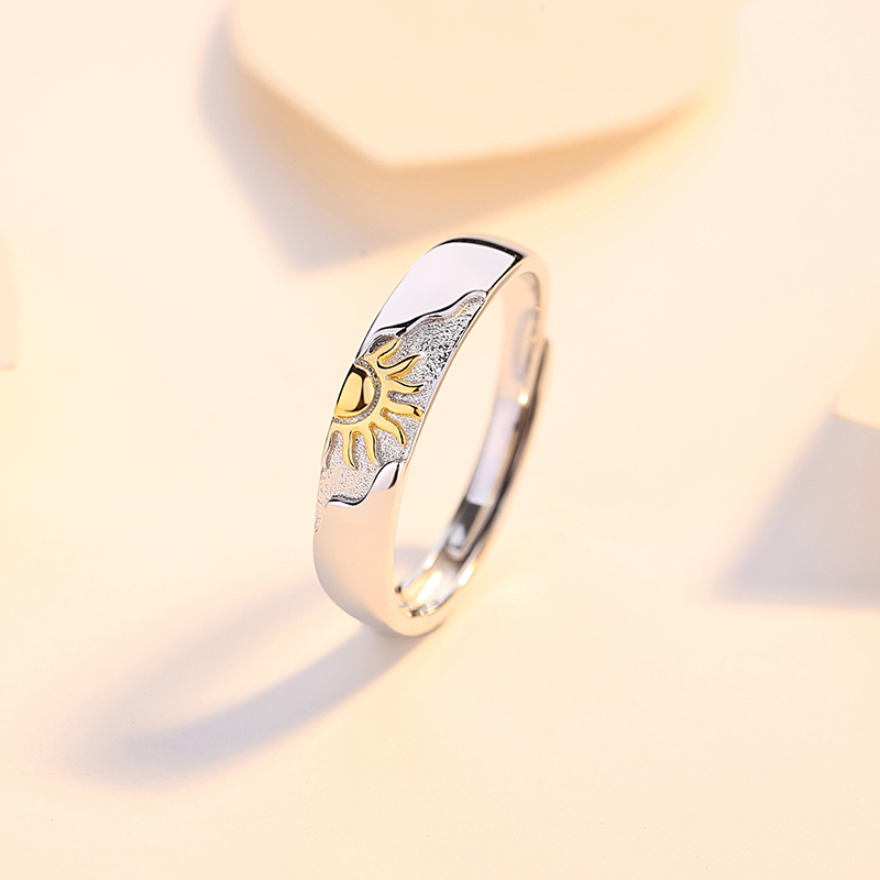 ANILLOS VOUSEZ AJUSTABLES PAREJA SOL Y LUNA PLATA 925 - 3