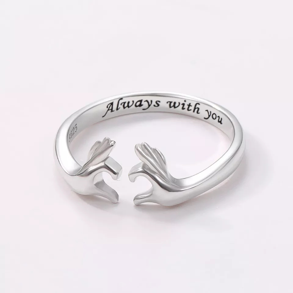 ANILLO VOUSEZ MANOS CORAZÓN AJUSTABLE PLATA 925 - 2
