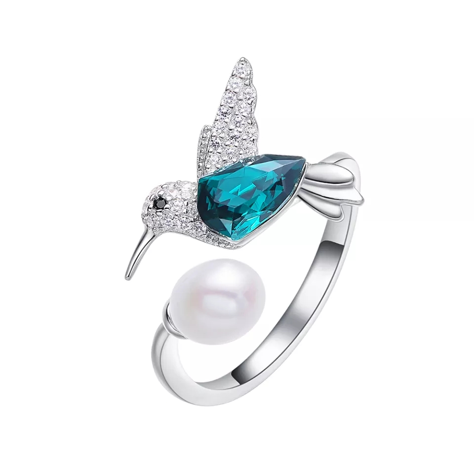 ANILLO VOUSEZ COLIBRÍ PERLA AJUSTABLE PLATA 925 - 1