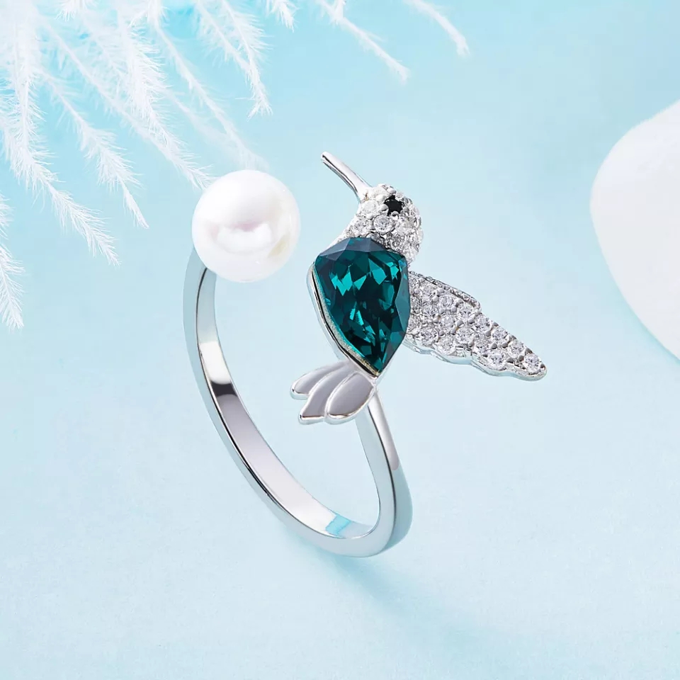 ANILLO VOUSEZ COLIBRÍ PERLA AJUSTABLE PLATA 925 - 2