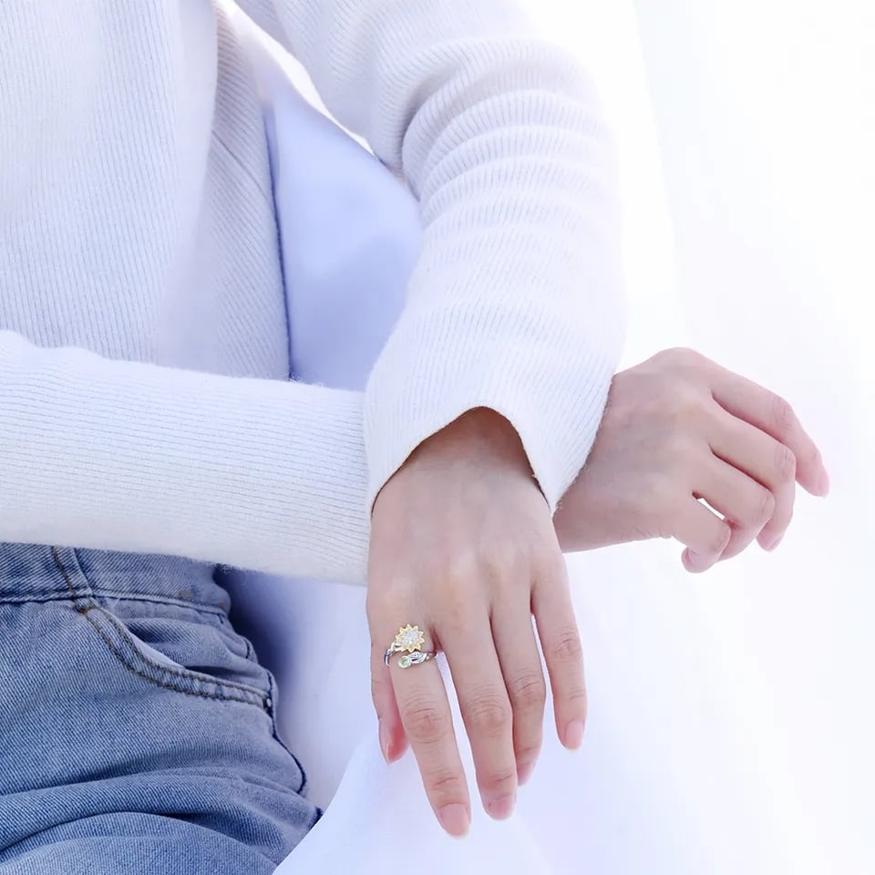 ANILLO VOUSEZ GIRASOL PLATA 925 AJUSTABLE - 3