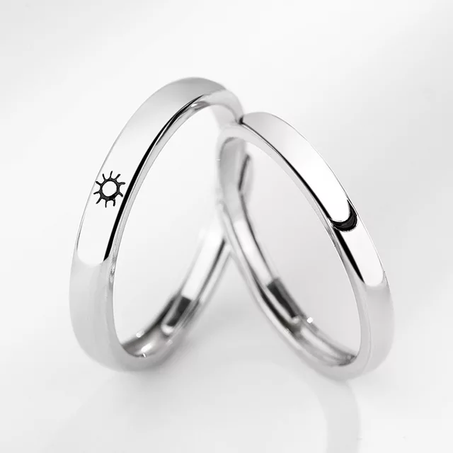 ANILLOS VOUSEZ SOL Y LUNA PLATA 925 AJUSTABLE PAREJA - 2