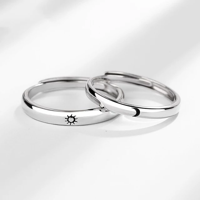 ANILLOS VOUSEZ SOL Y LUNA PLATA 925 AJUSTABLE PAREJA - 3