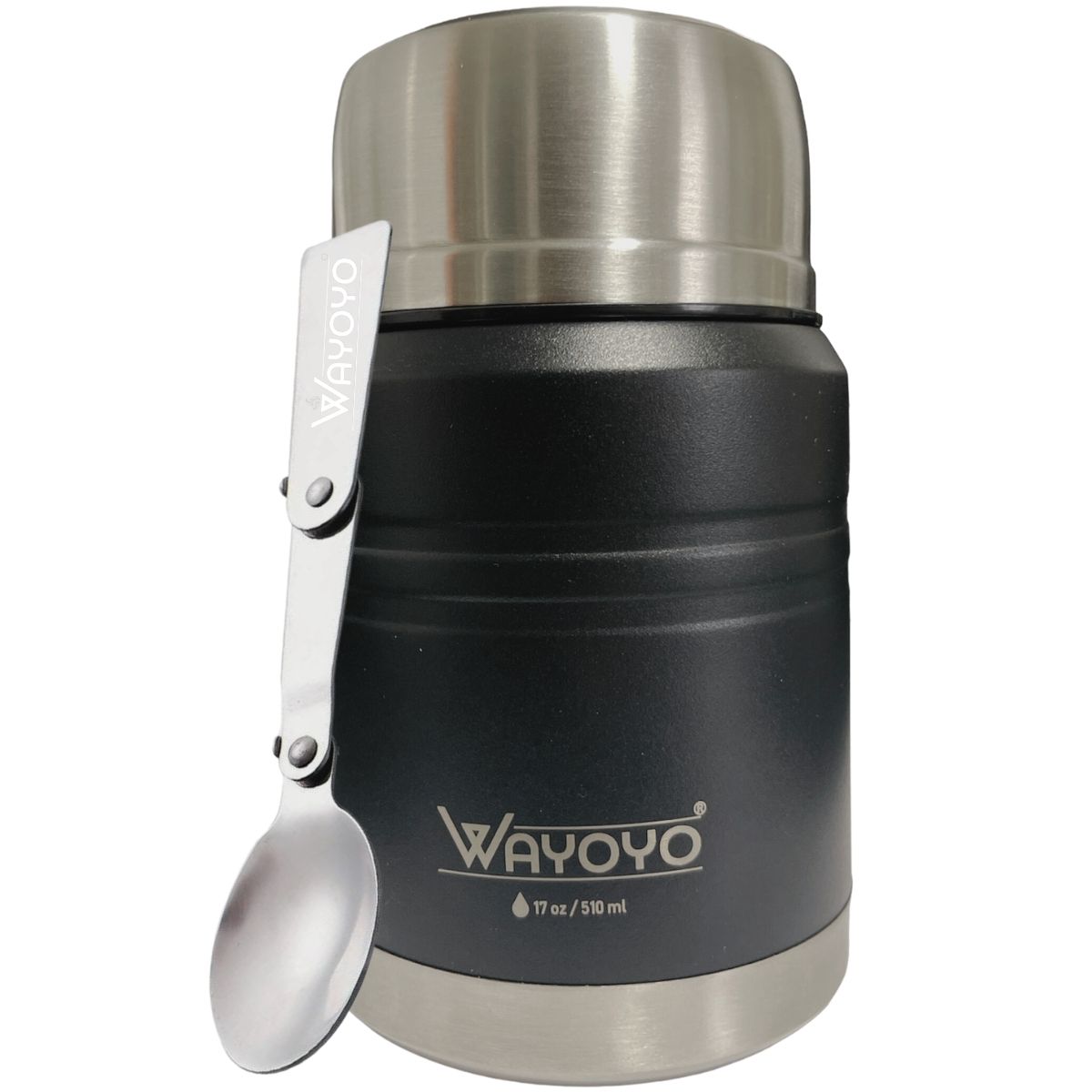 TARRO TERMO COMIDA ACERO INOXIDABLE WAYOYO 510 ML NEGRO - 1