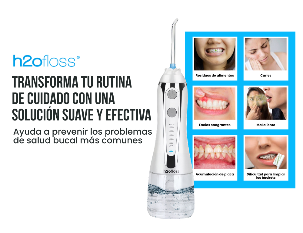 IRRIGADOR DENTAL LIMPIEZA BUCAL BLANCO H2OFLOSS PÓRTATIL LIMPIEZA BUCAL - 4