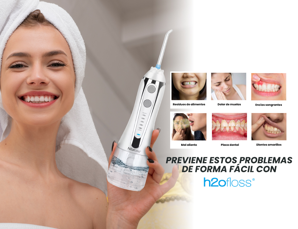 IRRIGADOR DENTAL LIMPIEZA BUCAL BLANCO H2OFLOSS PÓRTATIL LIMPIEZA BUCAL - 5