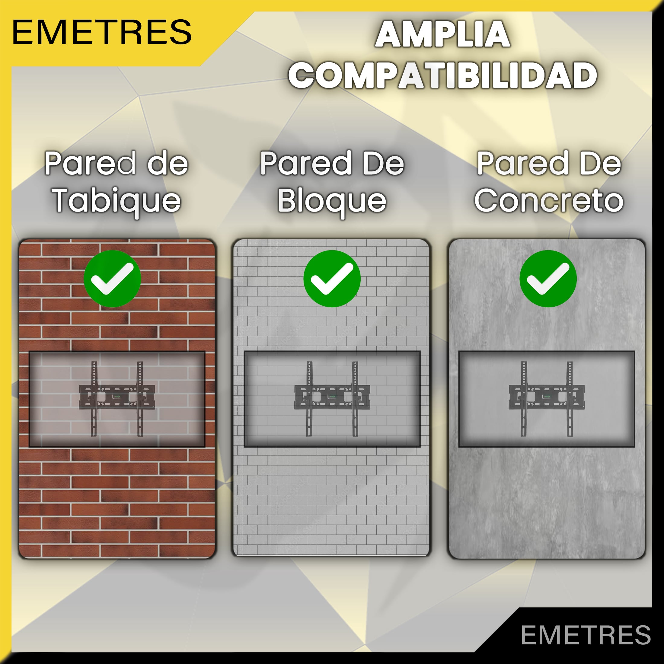SOPORTE TV 23 HASTA 65 PULGADAS EMETRES SOPORTE SMART TV SOPORTE TELEVISOR BRAZO TV BASE TV - 6