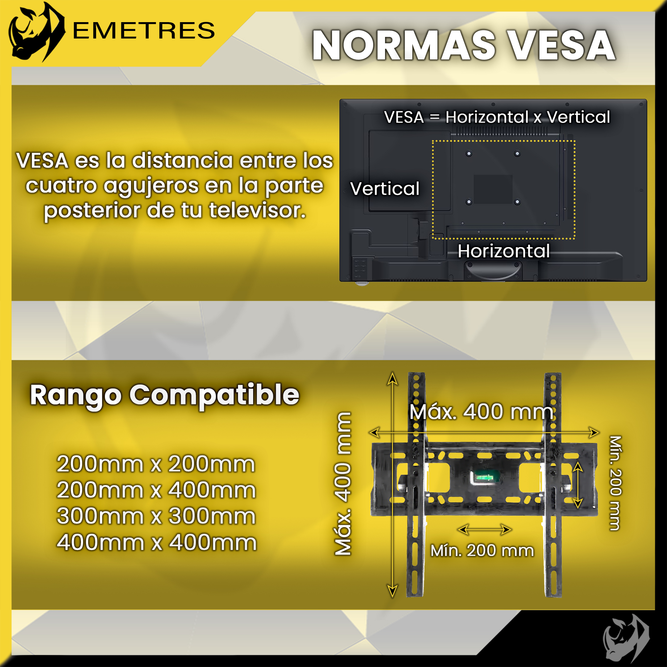 SOPORTE TV 23 HASTA 65 PULGADAS EMETRES SOPORTE SMART TV SOPORTE TELEVISOR BRAZO TV BASE TV - 7