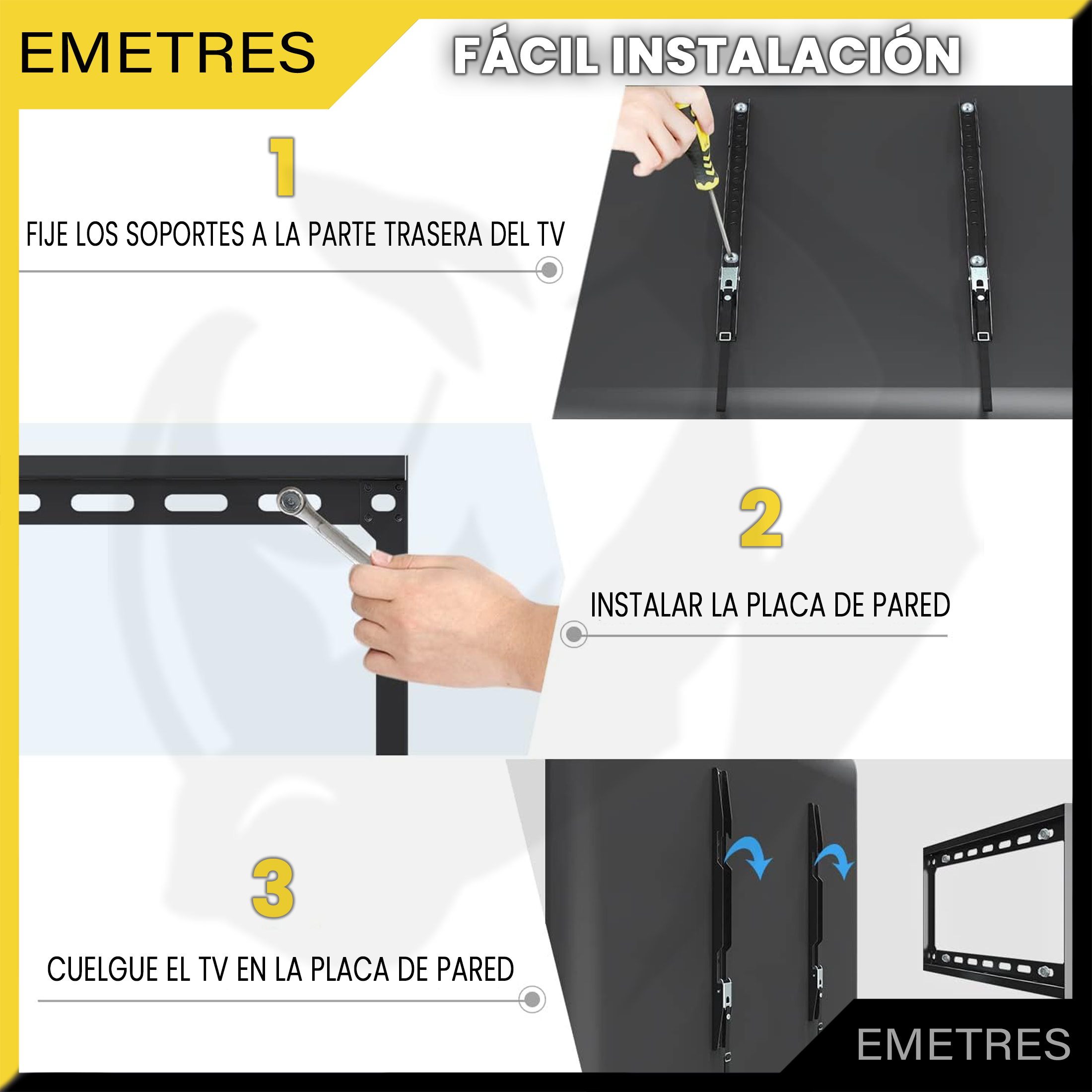 SOPORTE TV 23 HASTA 65 PULGADAS EMETRES SOPORTE SMART TV SOPORTE TELEVISOR BRAZO TV BASE TV - 8