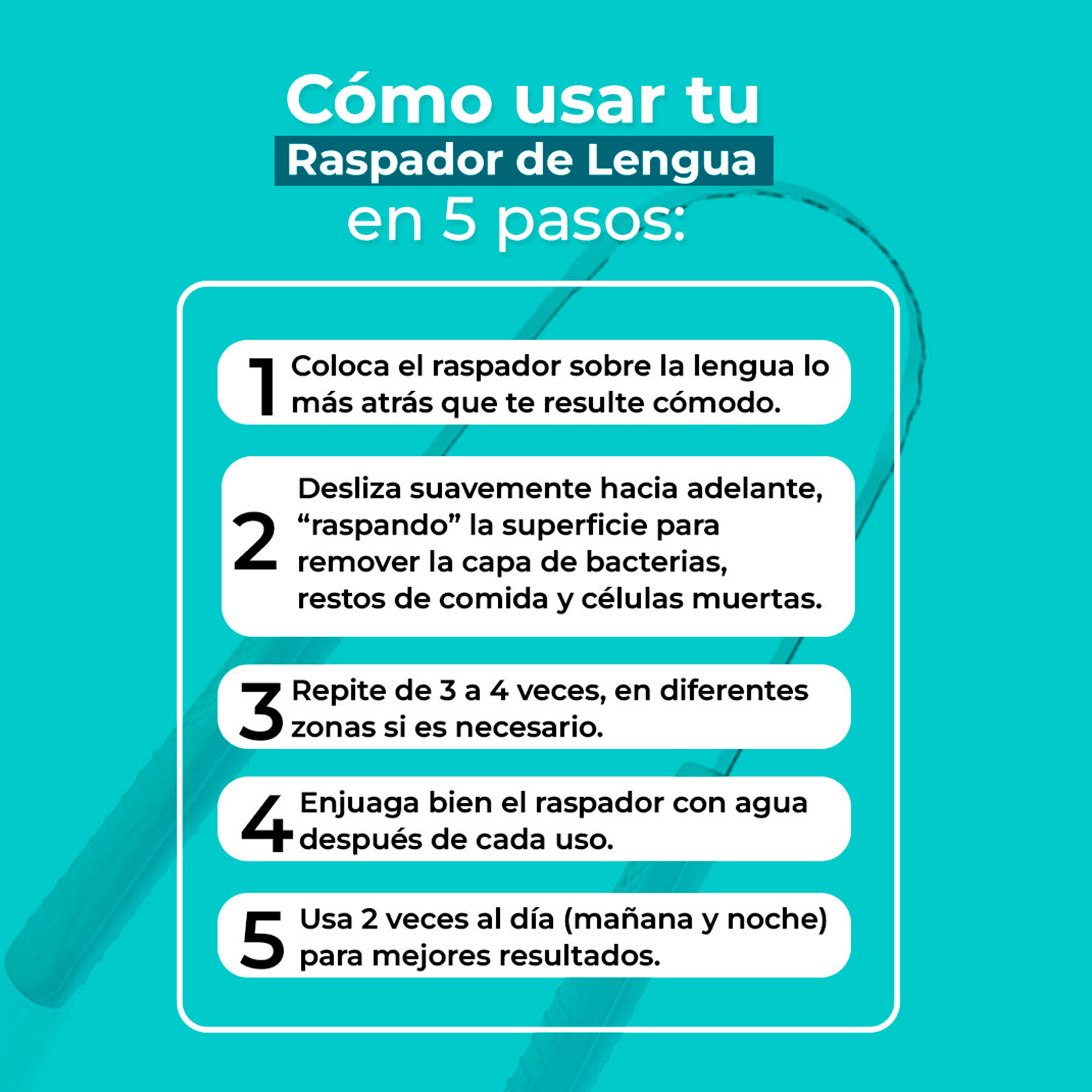 LIMPIADOR DE LENGUA DE ACERO INOXIDABLE CUIDADO BUCAL BOCA - 8