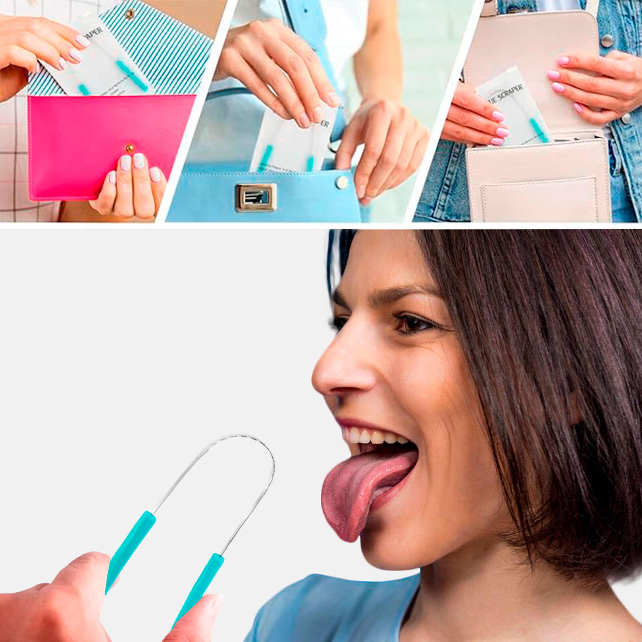 LIMPIADOR DE LENGUA DE ACERO INOXIDABLE CUIDADO BUCAL BOCA - 10