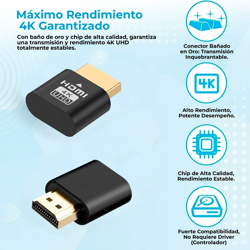 HDMI INALAMBRICO PLUG 4K DUMMY USB TRANSMISOR ADAPTADOR - 6