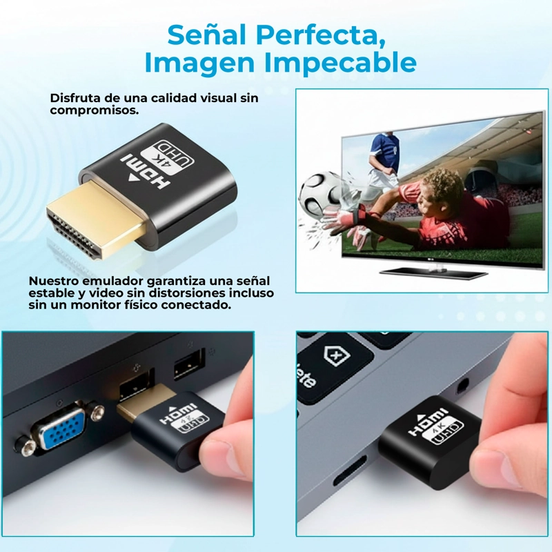 HDMI INALAMBRICO PLUG 4K DUMMY USB TRANSMISOR ADAPTADOR - 8