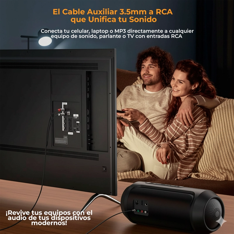 CABLE AUDIO AUXILIAR 3.5MM A RCA ADAPTADOR CONEXION AUDIO ESTE REO COMPATIBLE UNIVERSAL CABLE - 3