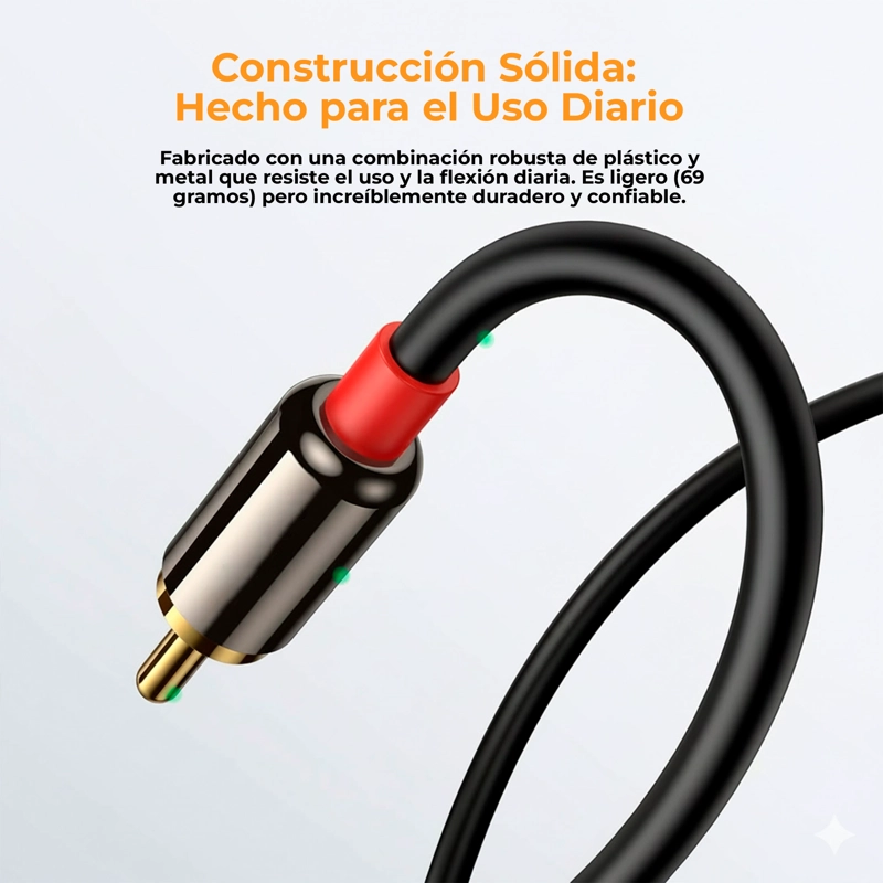 CABLE AUDIO AUXILIAR 3.5MM A RCA ADAPTADOR CONEXION AUDIO ESTE REO COMPATIBLE UNIVERSAL CABLE - 9