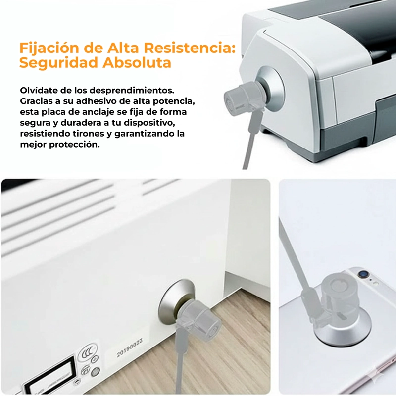CANDADO SEGURIDAD NOTEBOOK PLACA ADHERENTE IMPRESORA BLOQUEO PLATEADO - 8