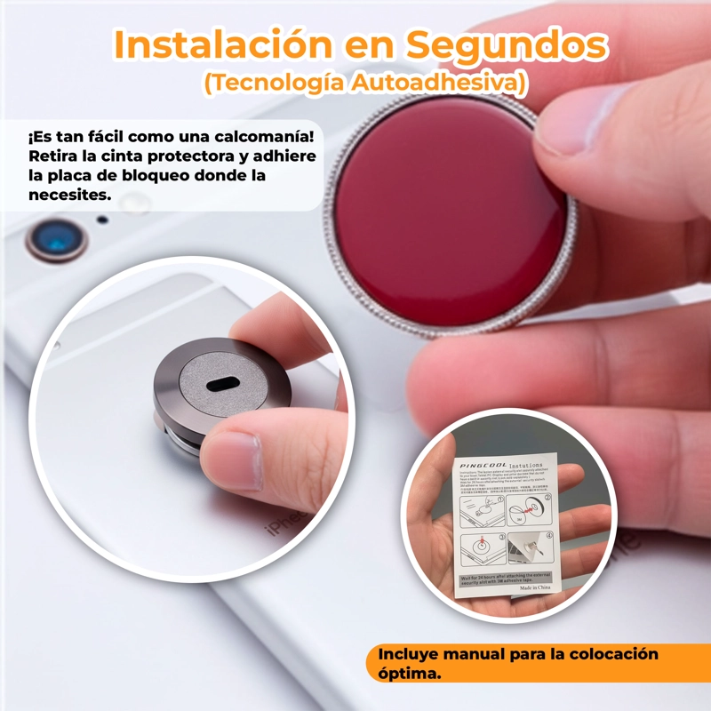 CANDADO SEGURIDAD NOTEBOOK PLACA ADHERENTE IMPRESORA BLOQUEO PLATEADO - 9