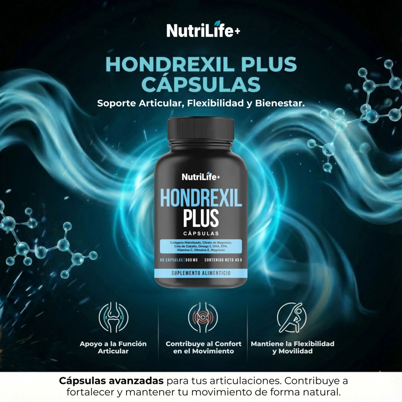 HONDREXIL PLUS 90 CAPSULAS NUTRILIFE+ 500MG AYUDA ARTICULACIONES NATURAL - 2