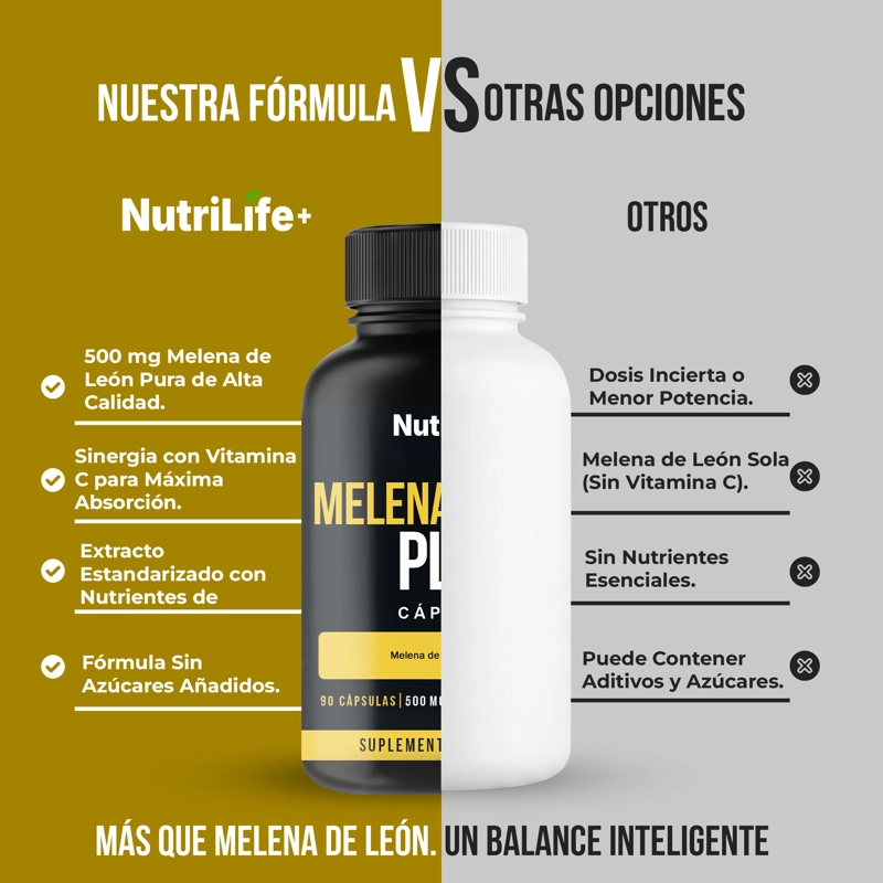 MELENA DE LEON PLUS HONGO 90 CAPSULAS 500MG NUTRILIFE+ SIN SABOR - 8