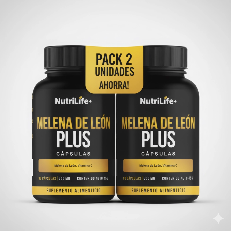 PACK 2 MELENA DE LEON PLUS HONGO 180 CAPSULAS MEMORIA NUTRILIFE+ SIN SABOR - 1