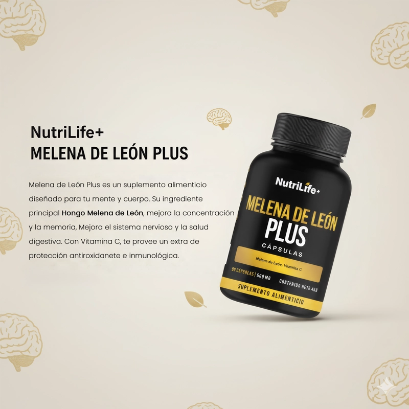 PACK 2 MELENA DE LEON PLUS HONGO 180 CAPSULAS MEMORIA NUTRILIFE+ SIN SABOR - 2