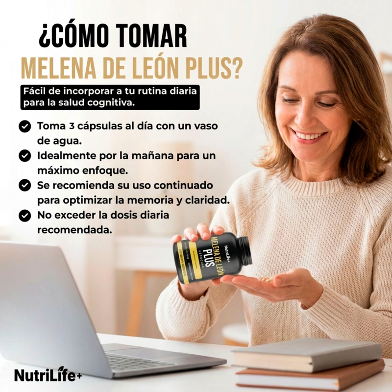 PACK 2 MELENA DE LEON PLUS HONGO 180 CAPSULAS MEMORIA NUTRILIFE+ SIN SABOR - 7