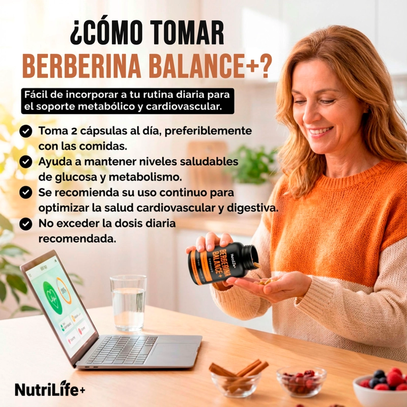 BERBERINA 60 CAPSULAS NUTRILIFE+ 500 MG SOPORTE DE GLUCOSA SIN SABOR - 7