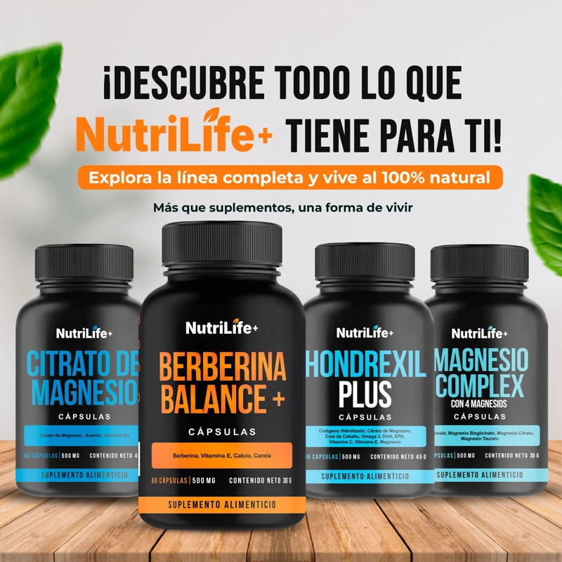 BERBERINA 60 CAPSULAS NUTRILIFE+ 500 MG SOPORTE DE GLUCOSA SIN SABOR - 9