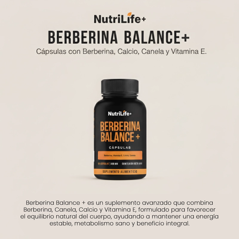 PACK 3 BERBERINA BALANCE+ 180 CAPSULAS NUTRILIFE+ GLUCOSA SIN SABOR - 2