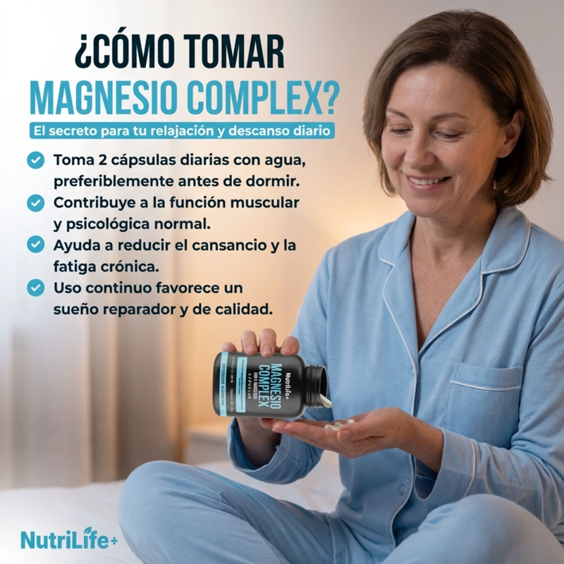 MAGNESIO COMPLEX CON 4 MAGNESIO 60 CAPSULAS NUTRILIFE+ SIN SABOR - 7