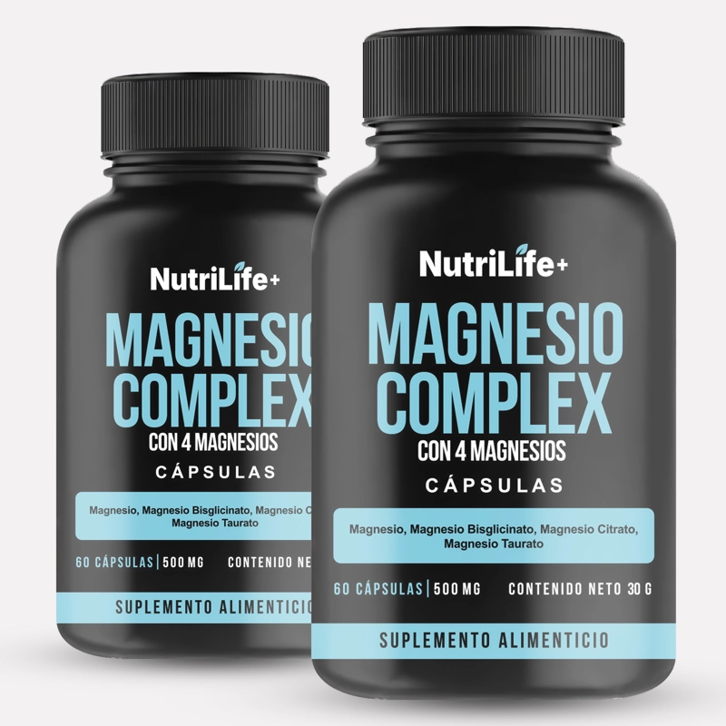 PACK 2 MAGNESIO COMPLEX CON 4 MAGNESIO 120 CAPSULAS NUTRILIFE+ SIN SABOR - 1