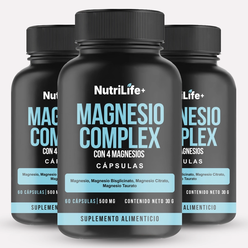 PACK 3 MAGNESIO COMPLEX CON 4 MAGNESIO 180 CAPSULAS NUTRILIFE+ SIN SABOR - 1