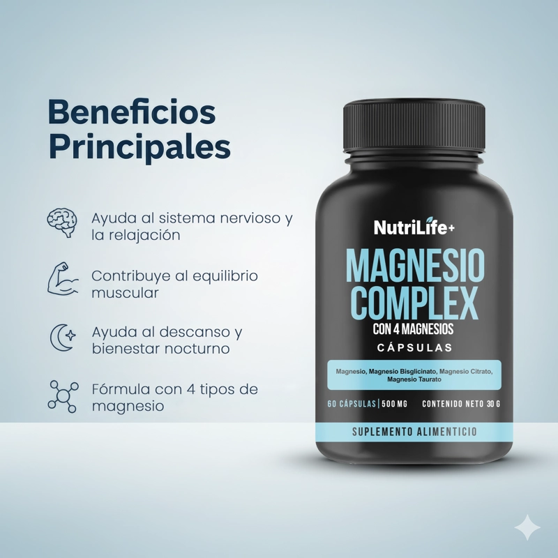 PACK 3 MAGNESIO COMPLEX CON 4 MAGNESIO 180 CAPSULAS NUTRILIFE+ SIN SABOR - 4