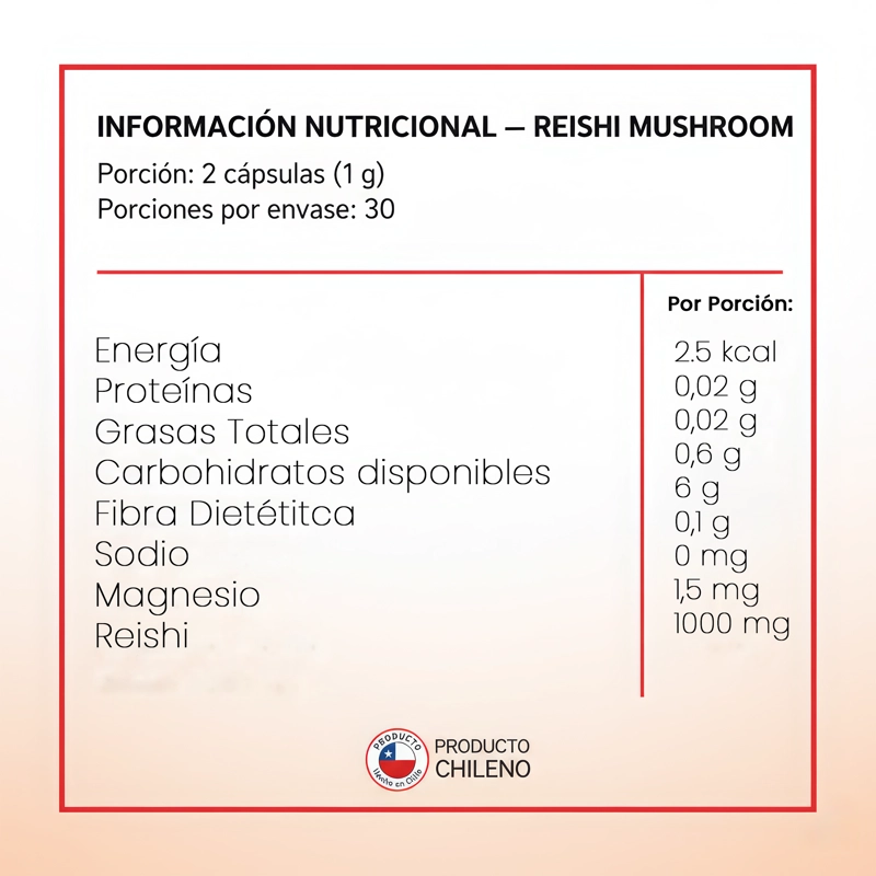 REISHI MUSHROOM  500MG 60 CAPSULAS NUTRILIFE+ SISTEMA INMUNE SIN SABOR - 4