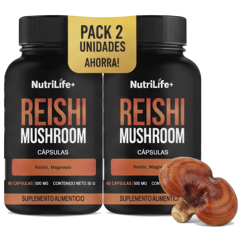 PACK 2 REISHI MUSHROOM 500MG 120 CAPSULAS NUTRILIFE+ SIN SABOR - 1