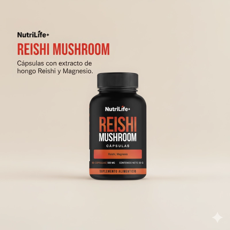 PACK 3 REISHI MUSHROOM 500MG 180 CAPSULAS NUTRILIFE+ 500 MG SIN SABOR - 5