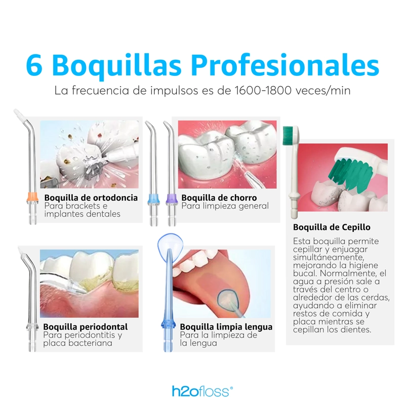 BOQUILLAS REPUESTO PARA IRRIGADOR DENTAL H2OFLOSS PORTATIL COLOR TRANSPARENTE - 2