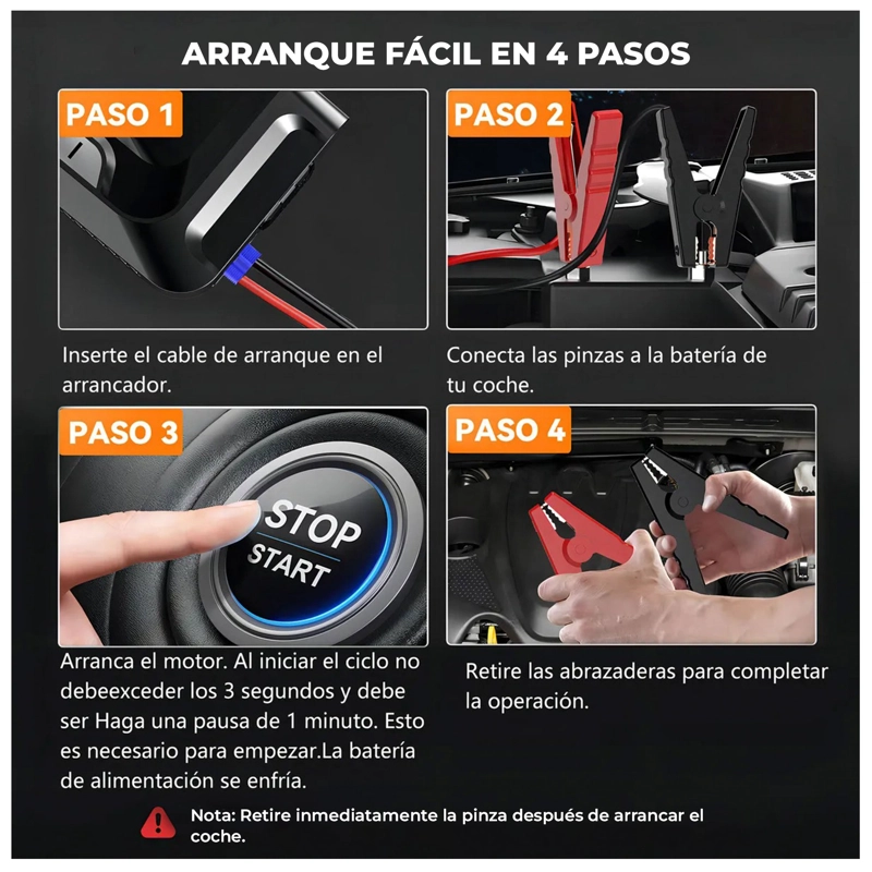 COMPRESOR DE AIRE PORTATIL VEHICULOS NEUMATICOS PARTIDOR DE BATERIAS AUTO PARTIDOR DE BATERIA  12V - 2