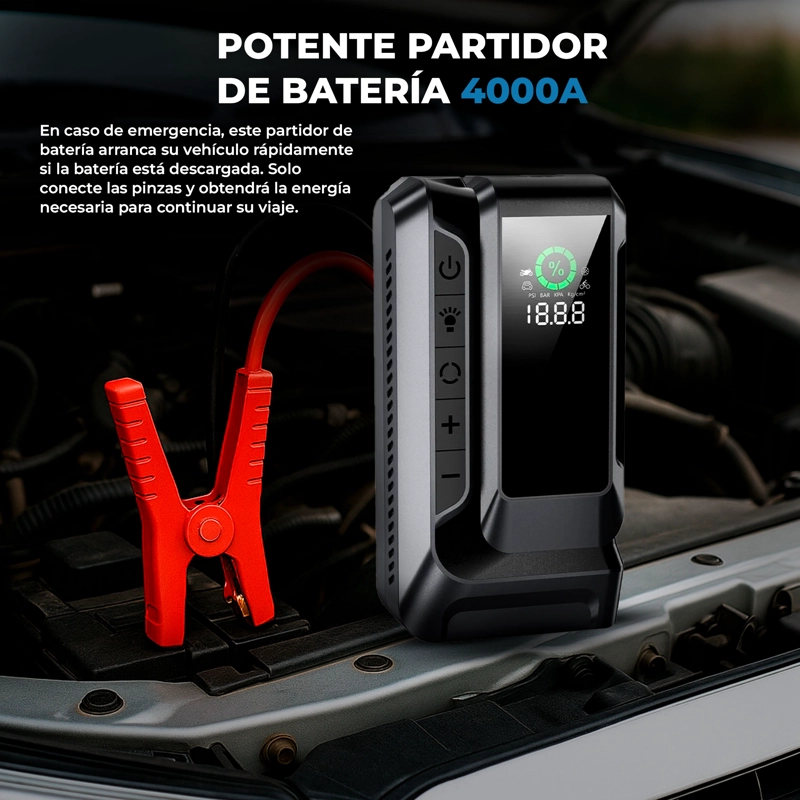 COMPRESOR DE AIRE PORTATIL VEHICULOS NEUMATICOS PARTIDOR DE BATERIAS AUTO PARTIDOR DE BATERIA  12V - 7