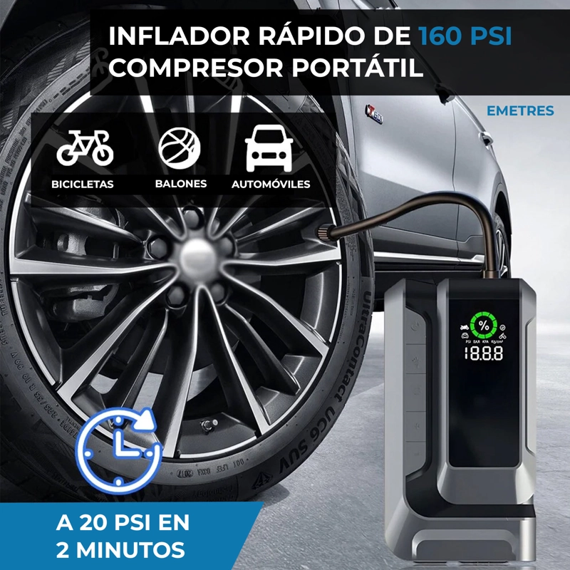 COMPRESOR DE AIRE PORTATIL VEHICULOS NEUMATICOS PARTIDOR DE BATERIAS AUTO PARTIDOR DE BATERIA  12V - 9